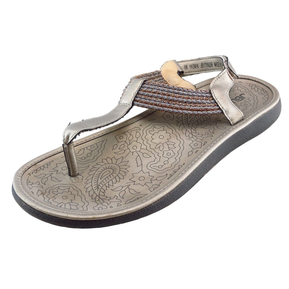 JBU Yasmin T-Strap Sandals Gray Synthetic Women Shoes Size 8 Medium